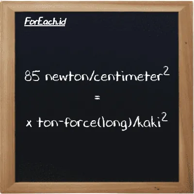 Contoh konversi newton/centimeter<sup>2</sup> ke ton-force(long)/kaki<sup>2</sup> (N/cm<sup>2</sup> ke LT f/ft<sup>2</sup>)